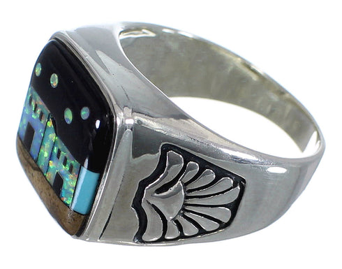 Native American Pueblo Design Multicolor Ring Size 11-1/4 PX42180